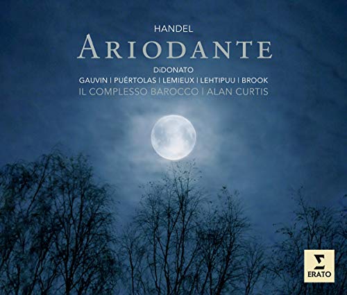 "CD cover featuring a full moon behind trees, with 'Handel Ariodante' text."