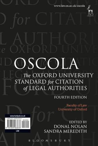 OSCOLA: The Oxford University Standard for Citation of Legal Authorities