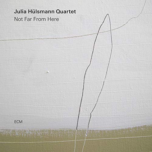 "Album cover with abstract design, cracked white and beige surface, and black text."