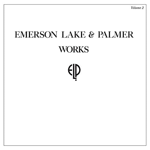 "White album cover with 'Emerson Lake & Palmer Works Volume 2' text and ELP logo."