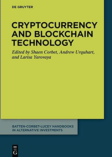 The image depicts a book cover with a yellow and blue design. #### Alt text "Book cover with yellow and blue background, titled 'Cryptocurrency and Blockchain Technology'."
