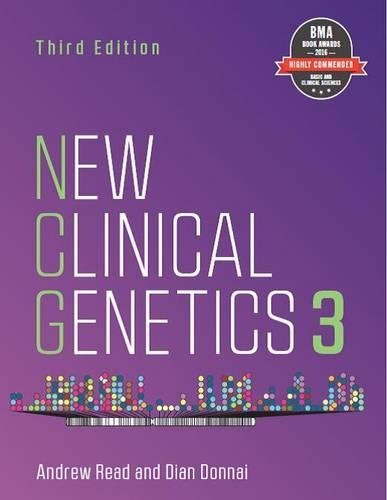 "Purple book cover with 'New Clinical Genetics 3' title and multicolored dots design."