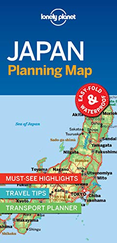 "Lonely Planet Japan Planning Map cover featuring a map of Japan with highlighted cities."