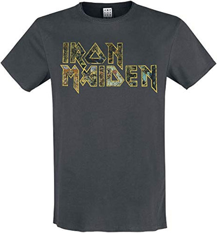 Iron Maiden Eddies Logo Amplified Vintage Charcoal Xx Large T Shirt