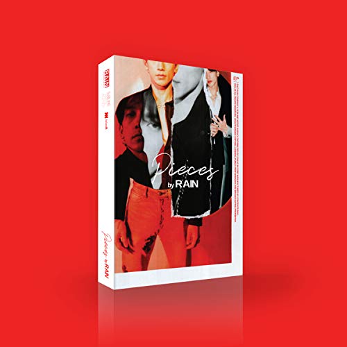 "CD case with red-toned cover featuring three men and 'Pieces by Rain' text."