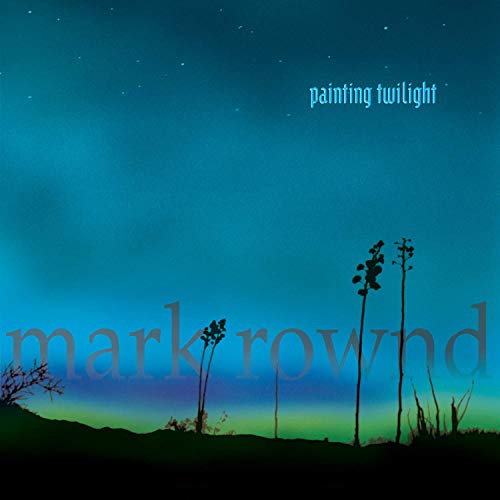 "Album cover with silhouette of plants against a blue-green twilight sky."