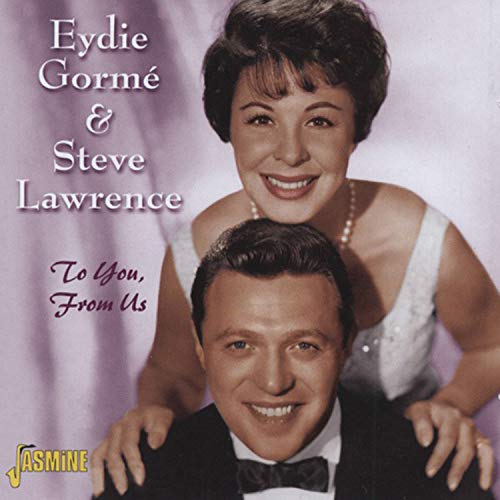 "Eydie Gorme and Steve Lawrence posing together on a music album cover."