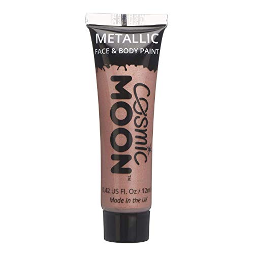 Face & Body Metallic Paint by Cosmic Moon - Rose Gold - Water Based Face Paint Makeup for Adults, Kids - 12ml