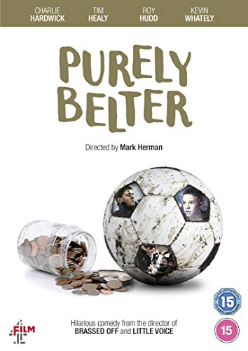 "Purely Belter DVD cover featuring a coin jar and soccer ball with character faces."