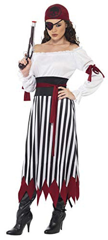 Smiffys Pirate Lady Costume, Black, White, M - UK Size 12-14