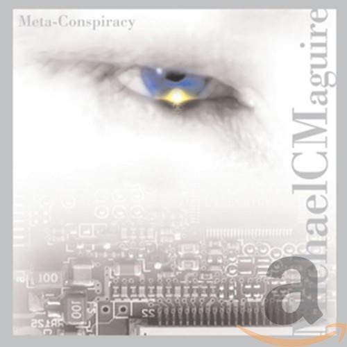 "Album cover with a close-up eye and circuit board design."