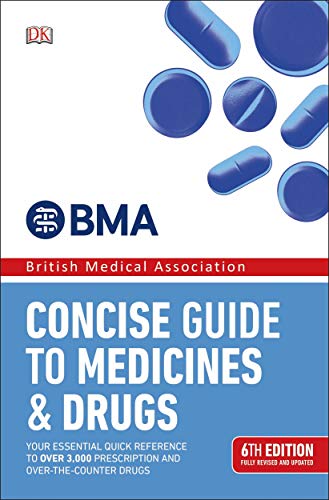 Book cover with blue pills on white and blue background, titled "Concise Guide to Medicines & Drugs".