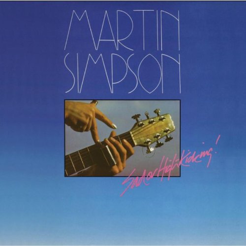 Martin Simpson's album cover: blue background, hands playing a guitar headstock.