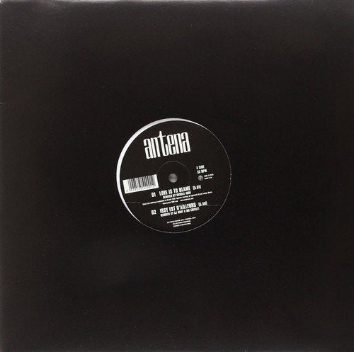 Black vinyl record sleeve with a centered circular label displaying white text.