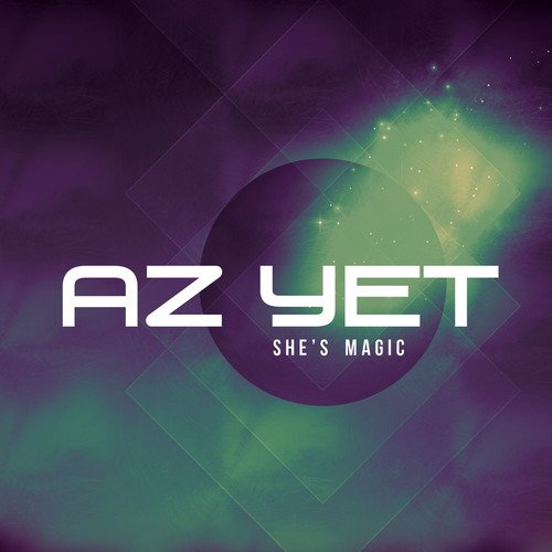 "Album cover with 'Az Yet' and 'She's Magic' text on purple and green background."