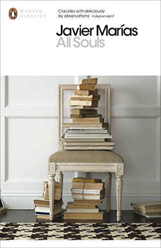 "Book cover of 'All Souls' by Javier Marías, featuring a chair stacked with books."