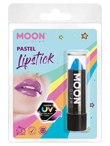 Smiffys Moon Glow Pastel Neon UV Lipstick, Pastel Blue