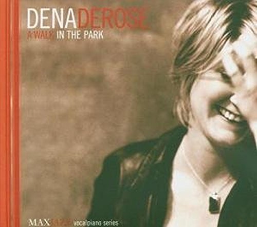 Jazz singer Dena DeRose smiles on her album cover, "A Walk in the Park".