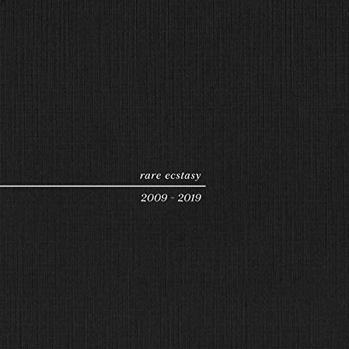 Black vinyl record sleeve with white text "rare ecstasy 2009-2019".