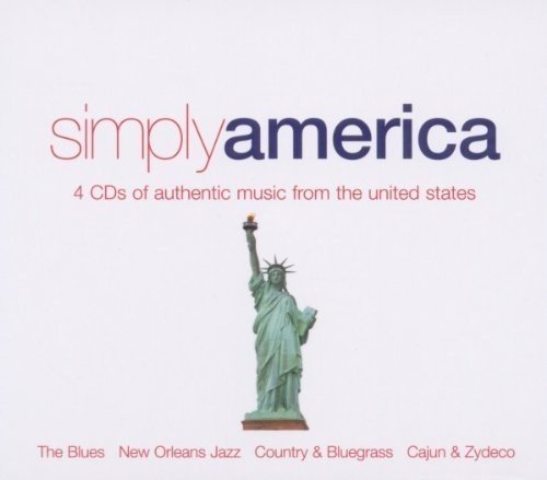 "CD cover with Statue of Liberty and 'simply america' text on a white background."