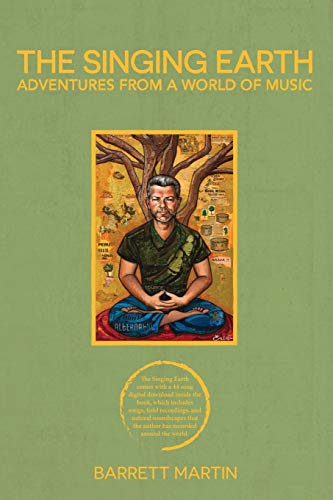 "The Singing Earth" book cover featuring a man meditating under a tree, sage green background.
