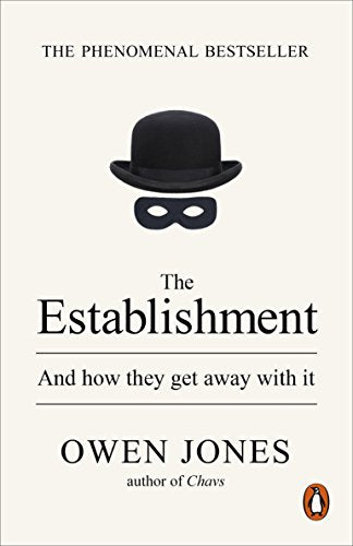Book cover with black bowler hat and mask, white background, and author Owen Jones' name.