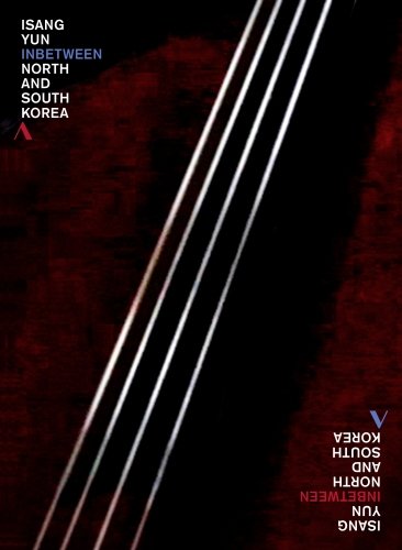 "DVD cover with dark red background, white lines, and title "Inbetween North and South Korea"."