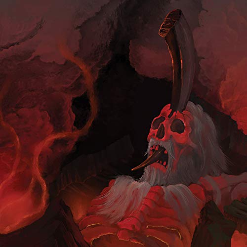 The image depicts a vinyl record cover featuring a skull-like figure with a long white beard.