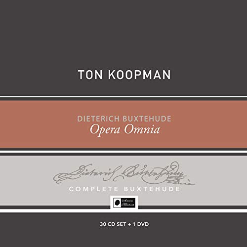 Box set cover with dark grey, red, and light grey sections, featuring Ton Koopman's name.