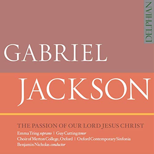 CD cover with brown and orange sections, featuring "GABRIEL JACKSON" and "DELPHIAN" text prominently.