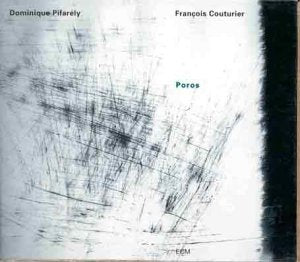 CD cover with abstract black and white design, titled "Poros" by Dominique Pifarely and Francois Couturier.