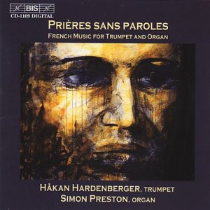 CD cover with abstract face image, trumpet and organ music by Hardenberger and Preston.