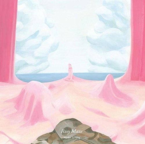 The image is an album cover for "Rosy Maze" by Marker Starling. An appropriate alt text could be: "Album cover art featuring a person standing on a pink landscape."