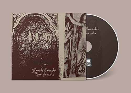 CD case and disc for Davachi’s “Antiphonals” album, with abstract art.