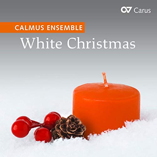 "Christmas CD cover featuring an orange candle, holly, and pinecone in snow."