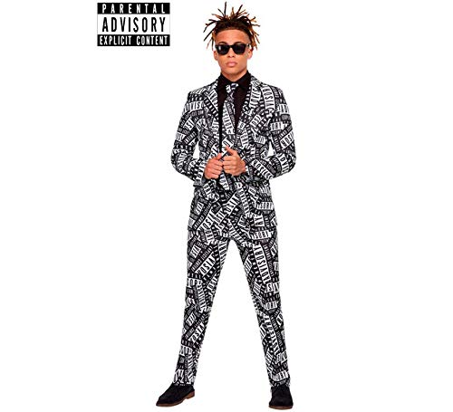 Smiffys 52261XL Officially Licensed Parental Advisory Stand Out Suit, Men, Black, XL - Size 46"-48"
