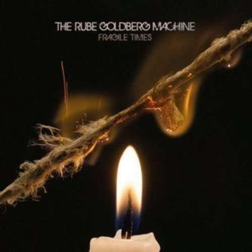 "CD cover with a lit candle and burning twine on a black background."