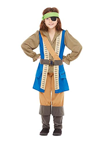 Smiffys 48779M Officially Licensed Horrible Histories Pirate Captain Costume, Unisex Children, Blue, M - Age 7-9 years