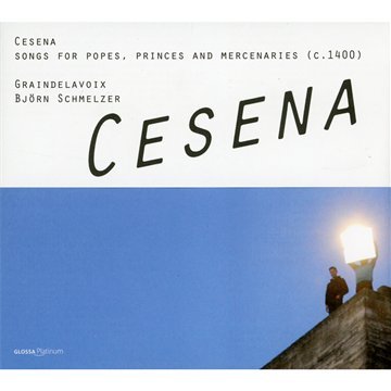 "CD cover with 'CESENA' title, featuring a person on a rooftop under a lantern."