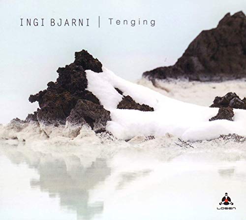 "Album cover with snowy rocky landscape, artist name, and small logo in the corner."