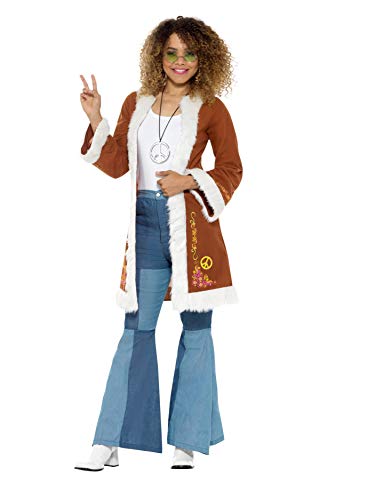 Smiffys Retro Afghan Coat, Brown, L to XL - UK Size 16-22
