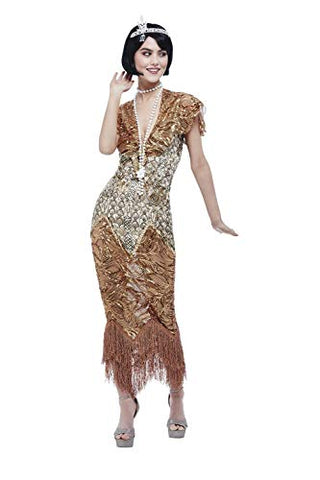 Deluxe 20s Sequin Gold Flapper Costume - Ladies