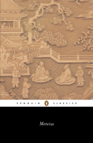"Book cover with red embossed design and 'Mencius' title on black background, Penguin Classics logo."