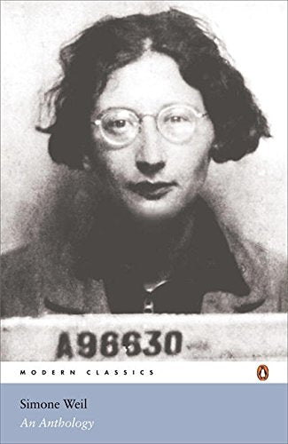 Book cover with black-and-white photo of Simone Weil and "Penguin Modern Classics" label.