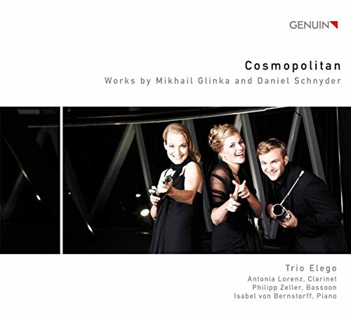 "CD cover featuring three musicians in black, holding their instruments, against a dark background."