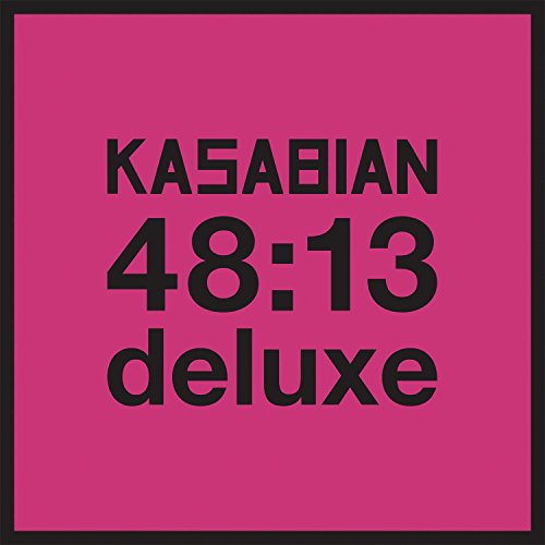 Pink album cover with "Kasabian 48:13 deluxe" text and age rating stickers.