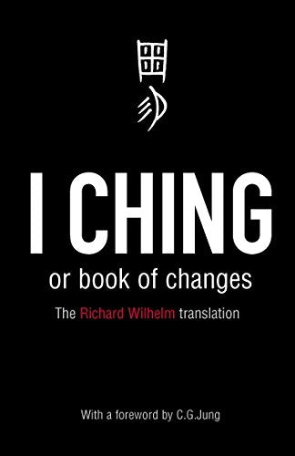 "I Ching or Book of Changes" book cover with white text on a black background.
