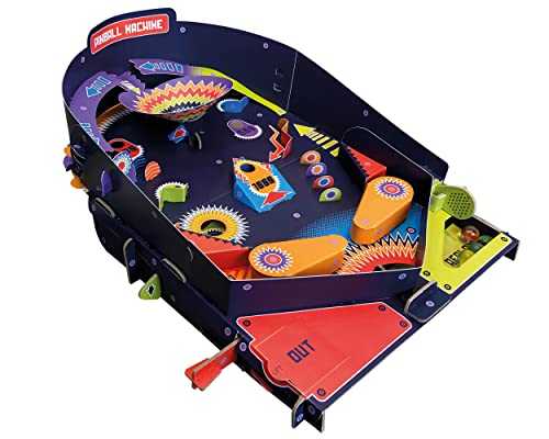 Build Your Own Working Pinball Machine - Arcade Classic Retro Toy - Fun Gift for Kids, Girls & Boys & Families Age 8+ - Eco Friendly Cardboard Slot Together Kit
