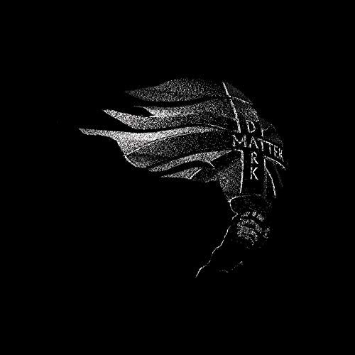 "Dark Matter CD cover with a white, stylized handprint on a black background."