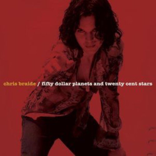 Album cover with a woman in a patterned jacket on a red background.
